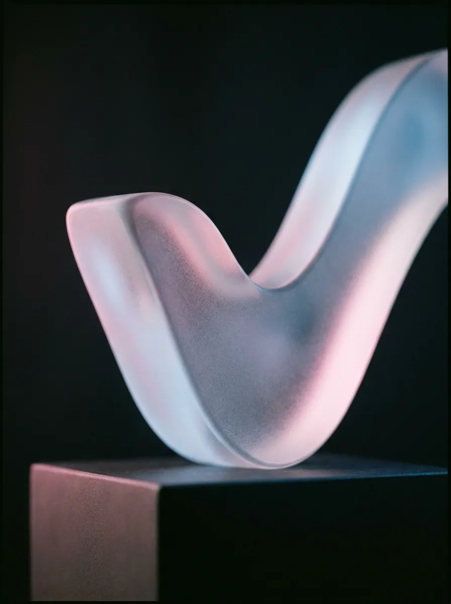 Abstract editorial still life, a checkmark form in soft light